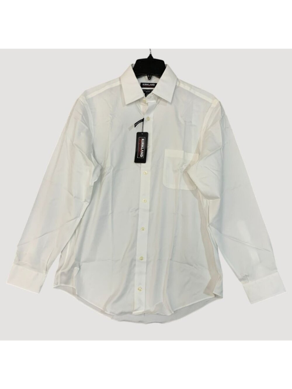 NWT Kirkland Signature Men's 15.5-33 White Tailored Fit Dress Shirt - Picture 4 of 10